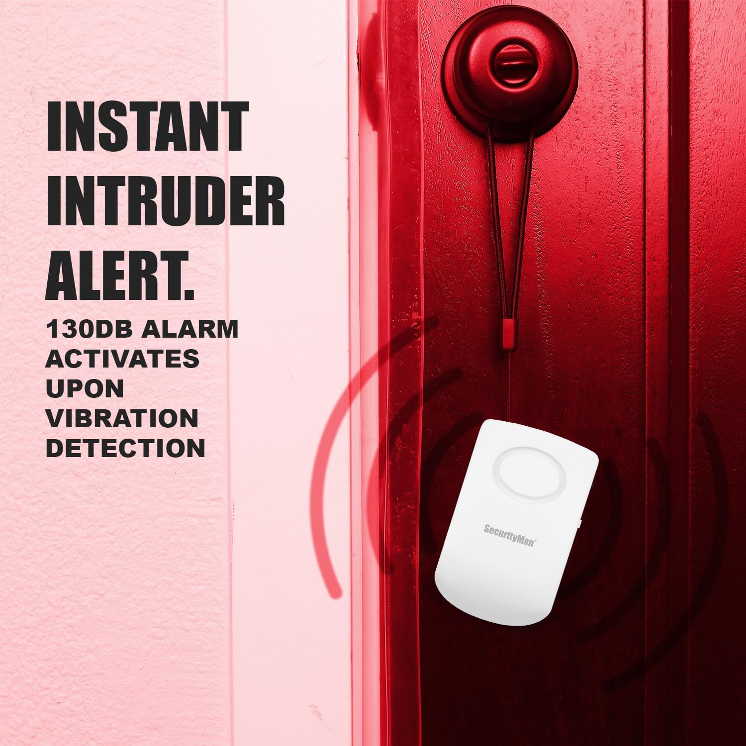 Door Handle Alarm with 130Db Vibration Triggered Portable Door Alarms When Opene