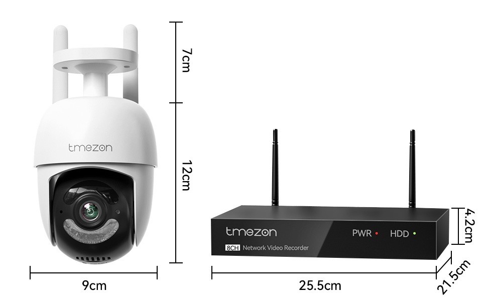8MP Wireless Home Security Camera System PTZ Auto Human Track 12” Monitor 2TB