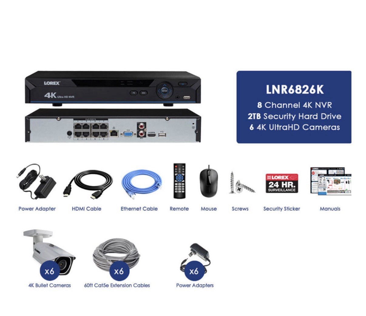Lorex 4K Ultra HD Wired Network Color Night Vision IP Security Cameras (NEW)