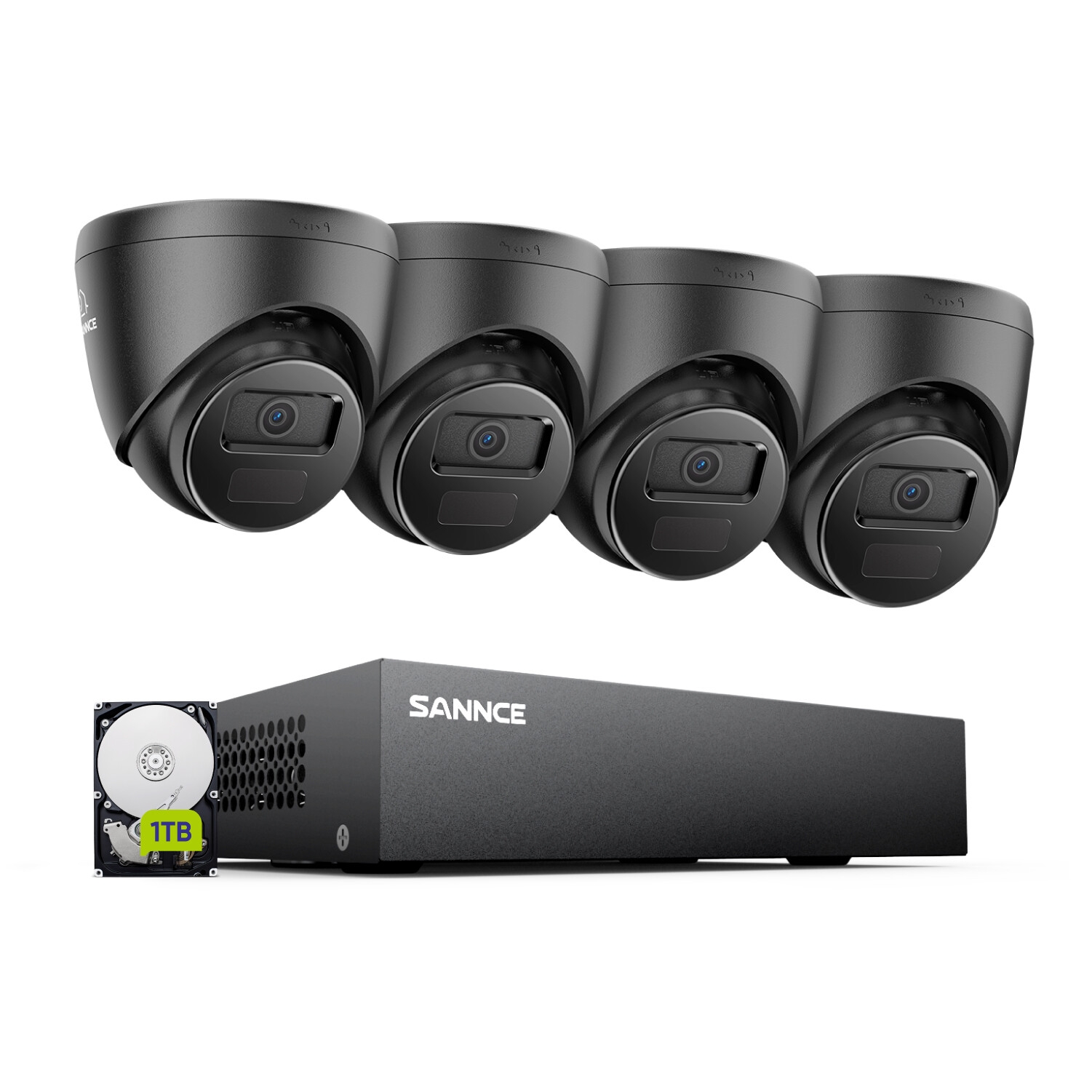 SANNCE 8CH DVR 1080P Video Security Camera System Outdoor AI Detection H.265+ 1T