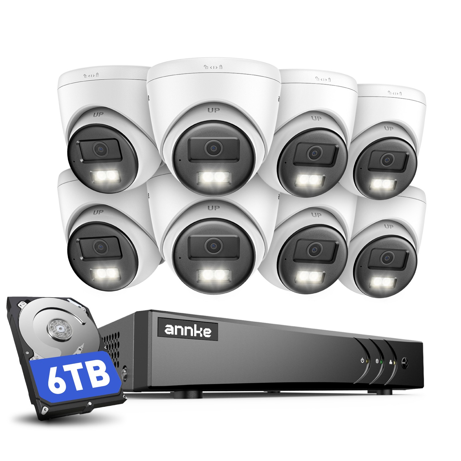 ANNKE 8CH DVR 5MP Two Way Audio Security Camera System AI Detection Color Night