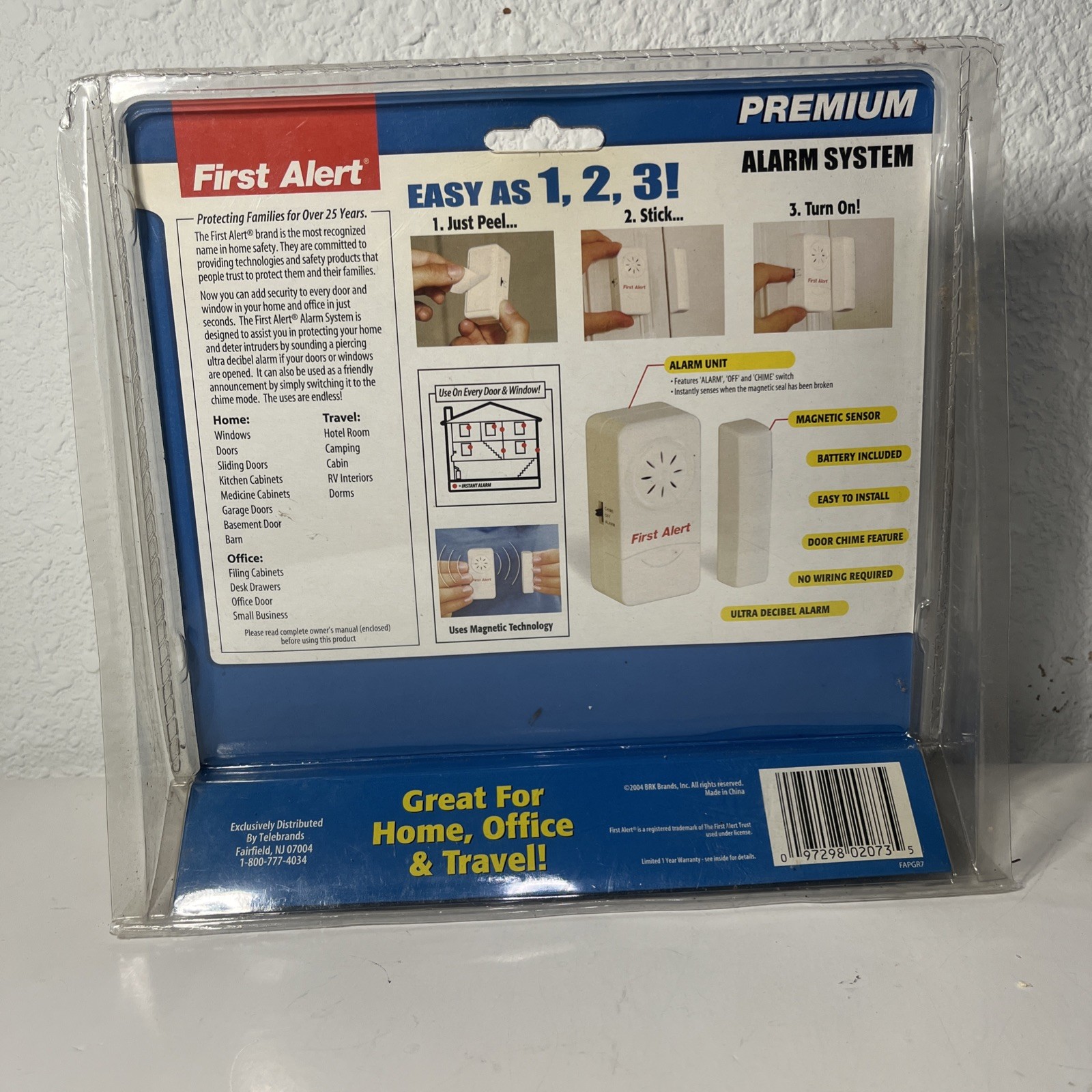 First Alert Instant Alarm For 4 Windows or Doors Peel and Stick As Seen on TV