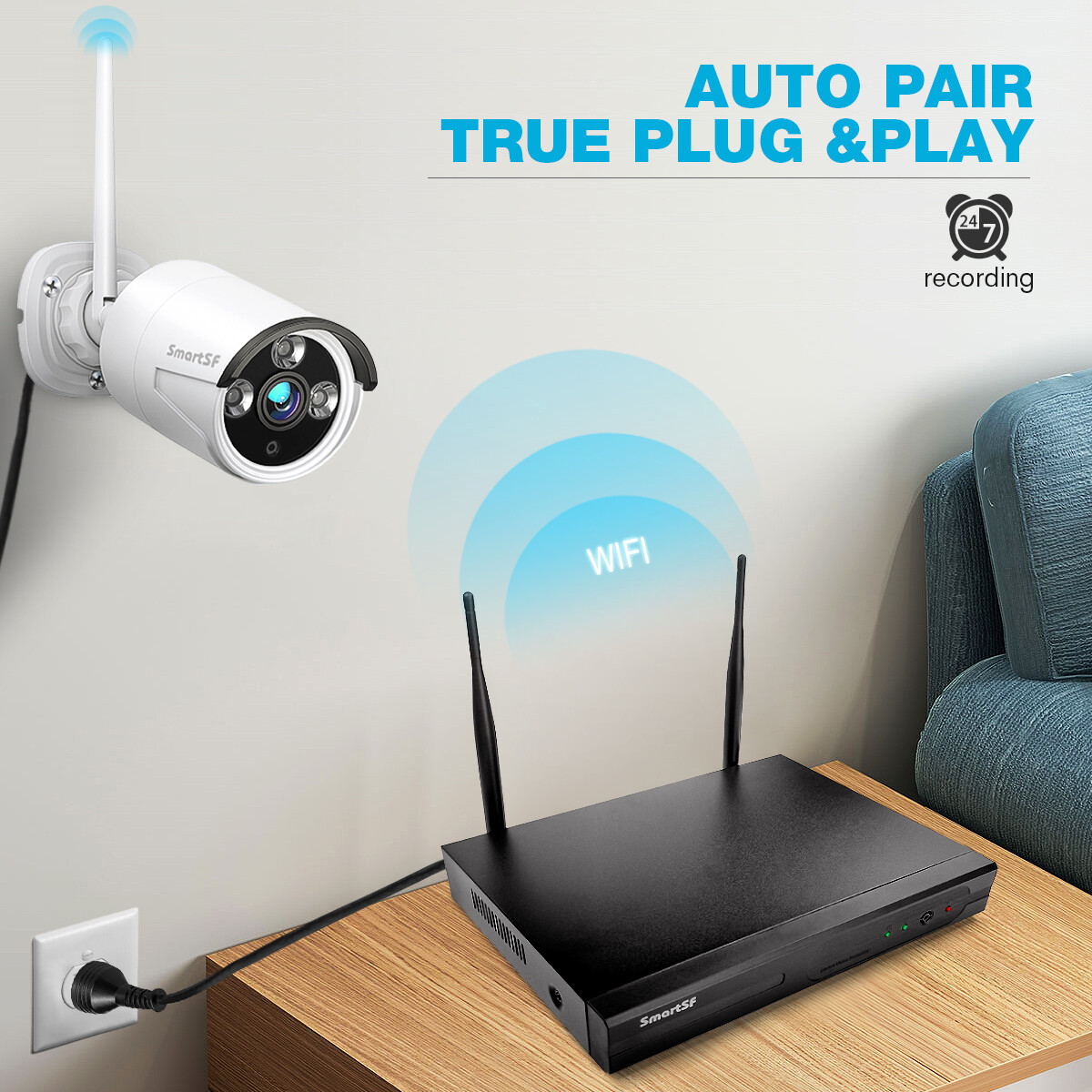 SmartSF 3MP 10CH NVR 1296P Security Camera System Outdoor 1TB HDD Home CCTV Kit