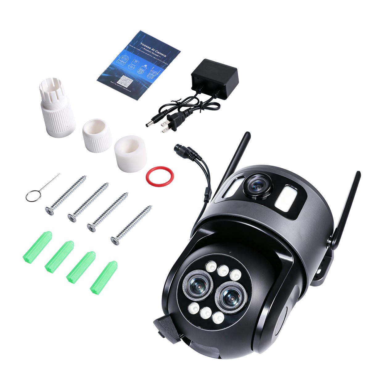 4K WiFi Triple Lens Security Camera Outdoor Home Night Vision 360° PTZ 10X Zoom