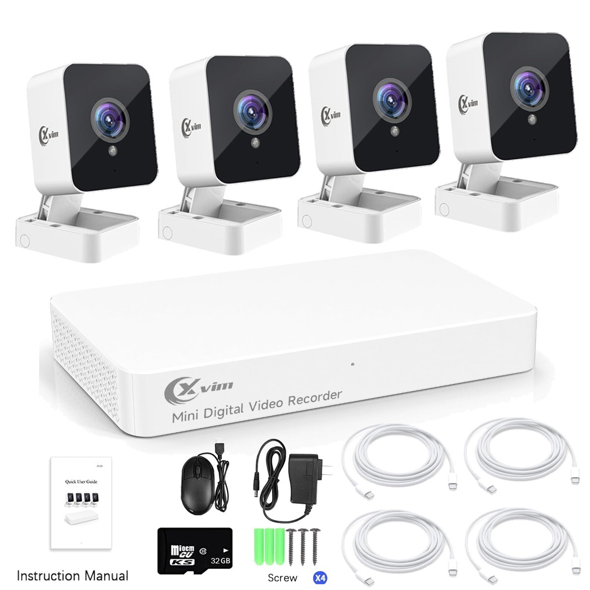 XVIM 1080P Wired Security Camera System 8CH DVR Outdoor CCTV Monitor Recorder