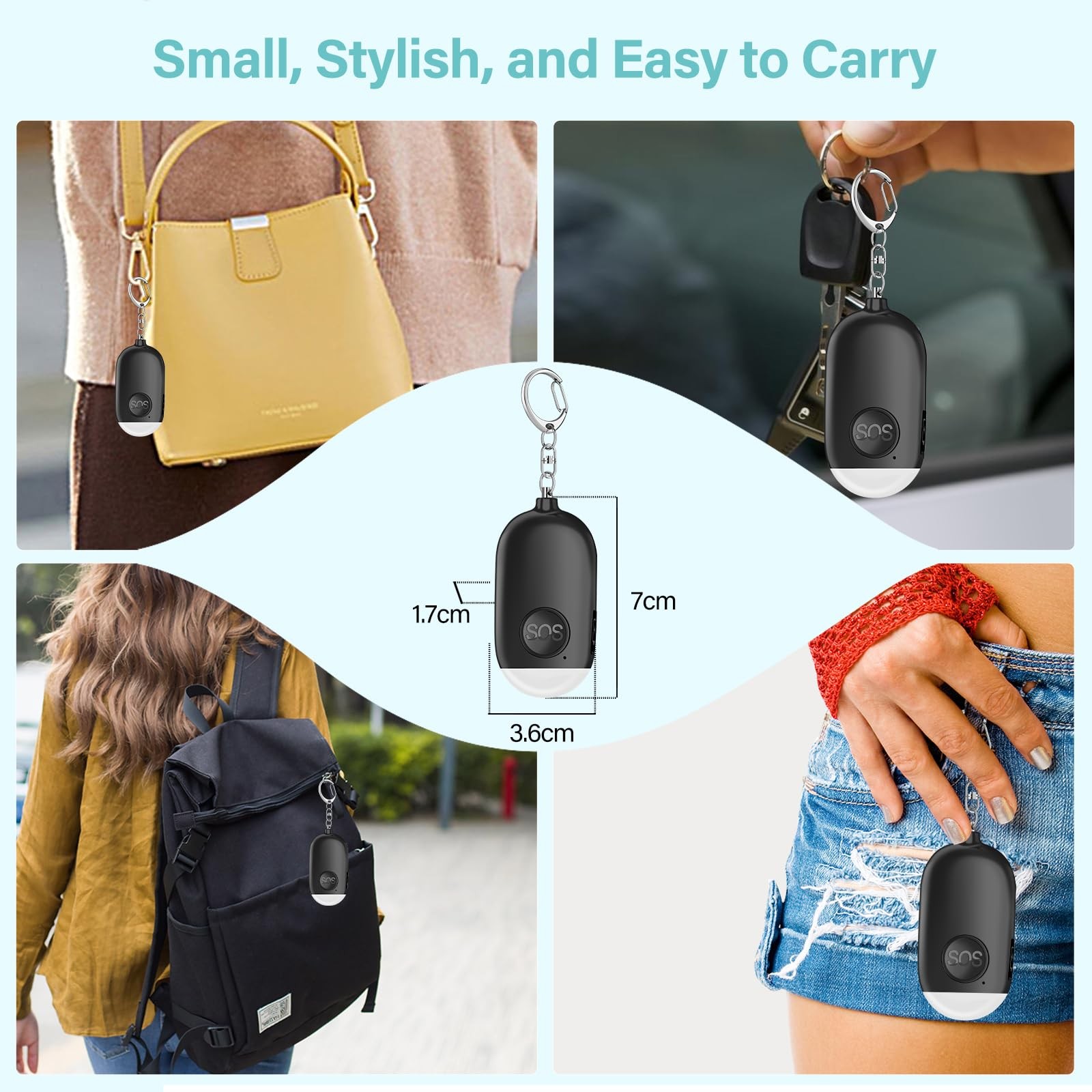 Personal Safety Alarm for Women, 2 Pack Rechargeable 130dB Self Defense Alarm…