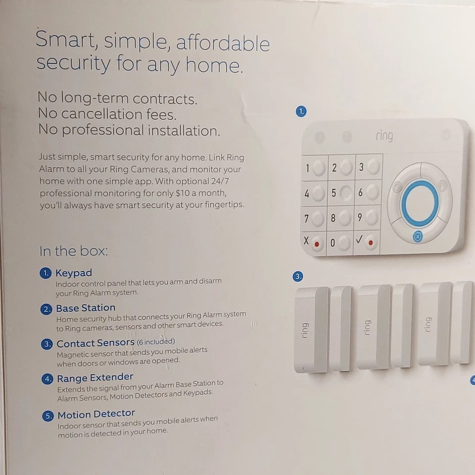 Ring Alarm Wireless Security Kit Home System – 10 Piece, New Open Box