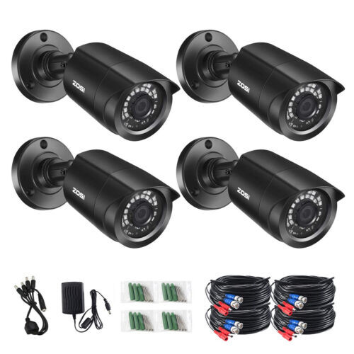 ZOSI 4PK 1080P HD Home TVI Security Cameras Outdoor CCTV Night Vision Alert IP66