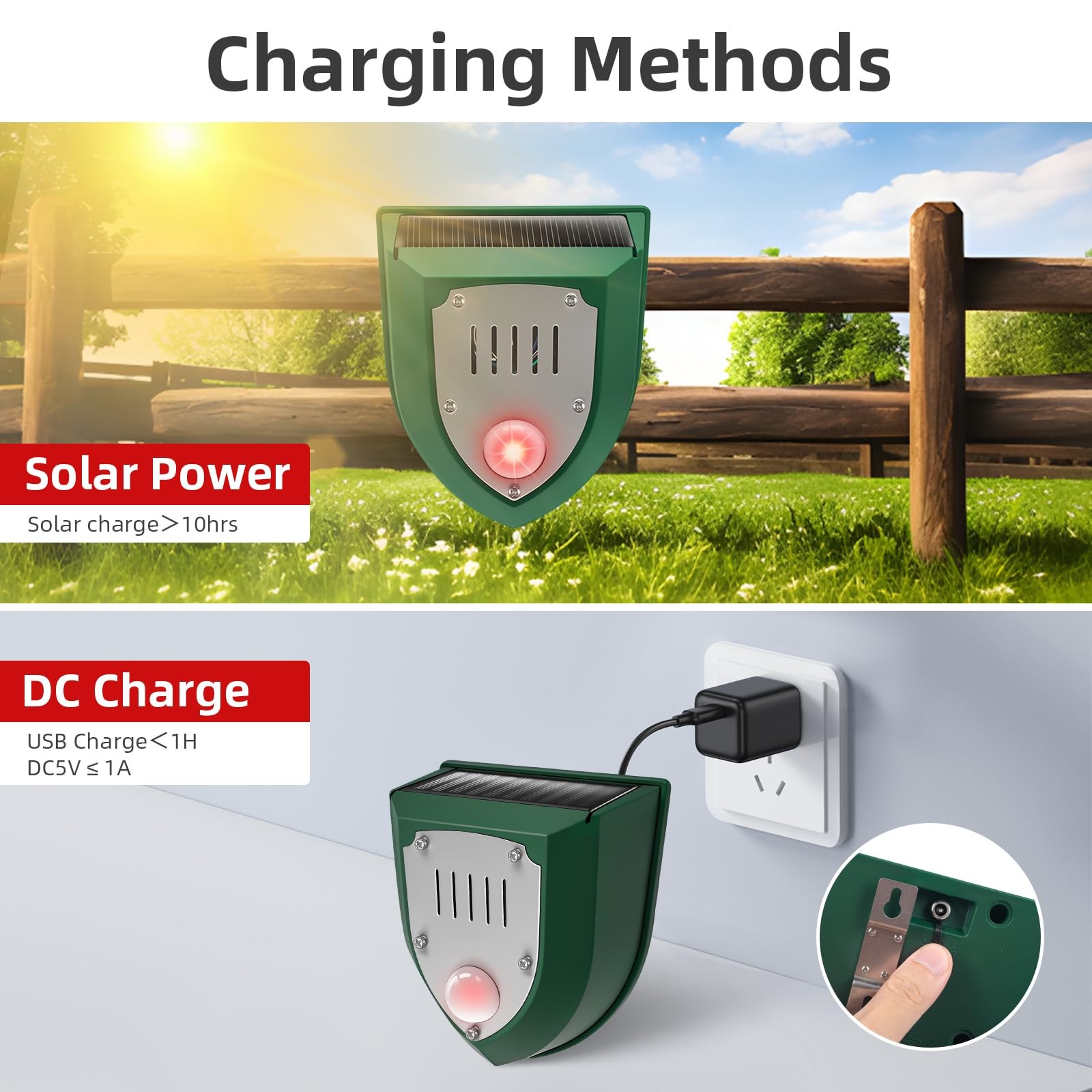 4-Pack Solar Motion Sensor Alarm with Sound and Ultrasonic, Ultrasonic Motion…