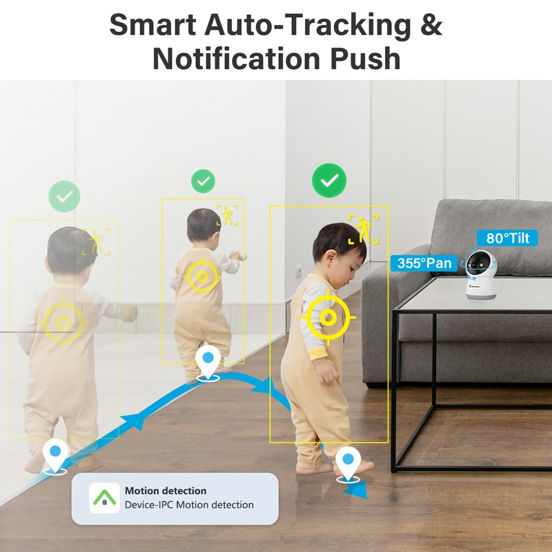 JENNOV 3MP PTZ Security Camera Outdoor Indoor Home Wifi Night Camera HD 2.4G