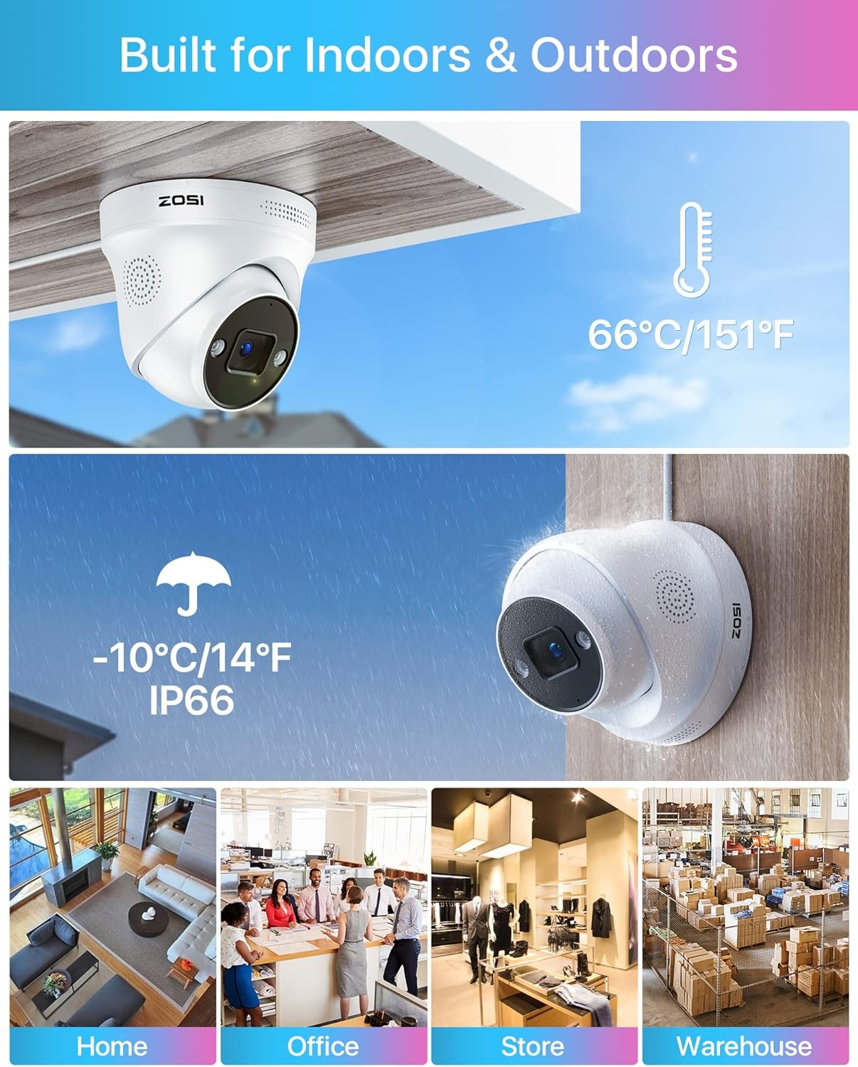 ZOSI 8CH 4K 8MP Outdoor PoE Security Camera System 2 Way Audio Night Vision 2TB