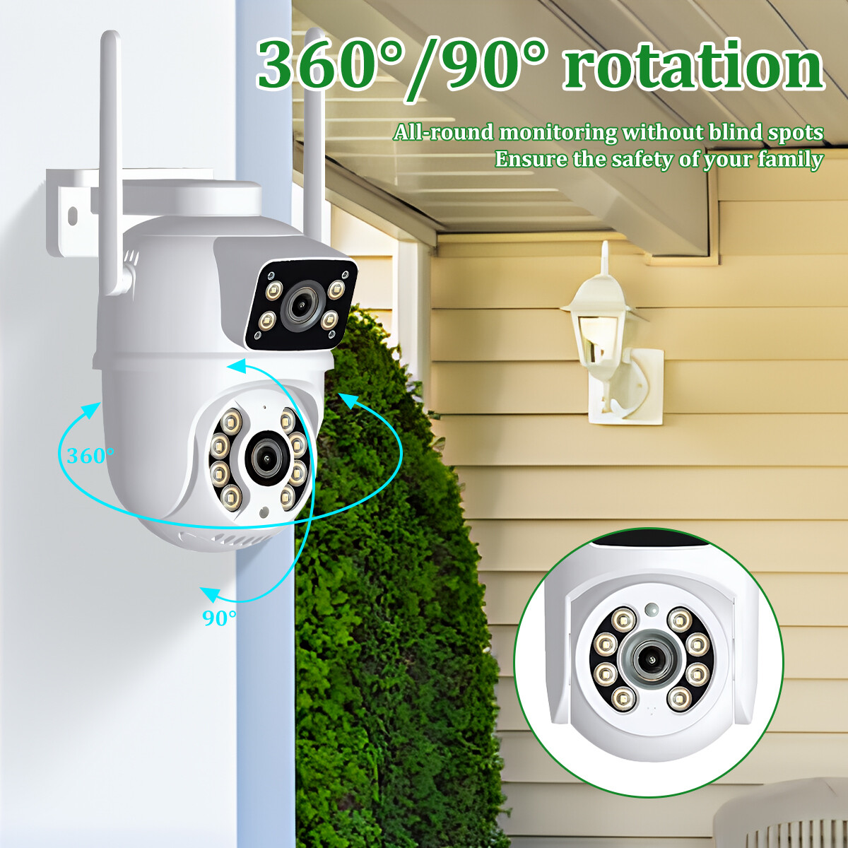Wireless IP WIFI Camera Outdoor CCTV PTZ Smart Home Security IR Cam Dual lens