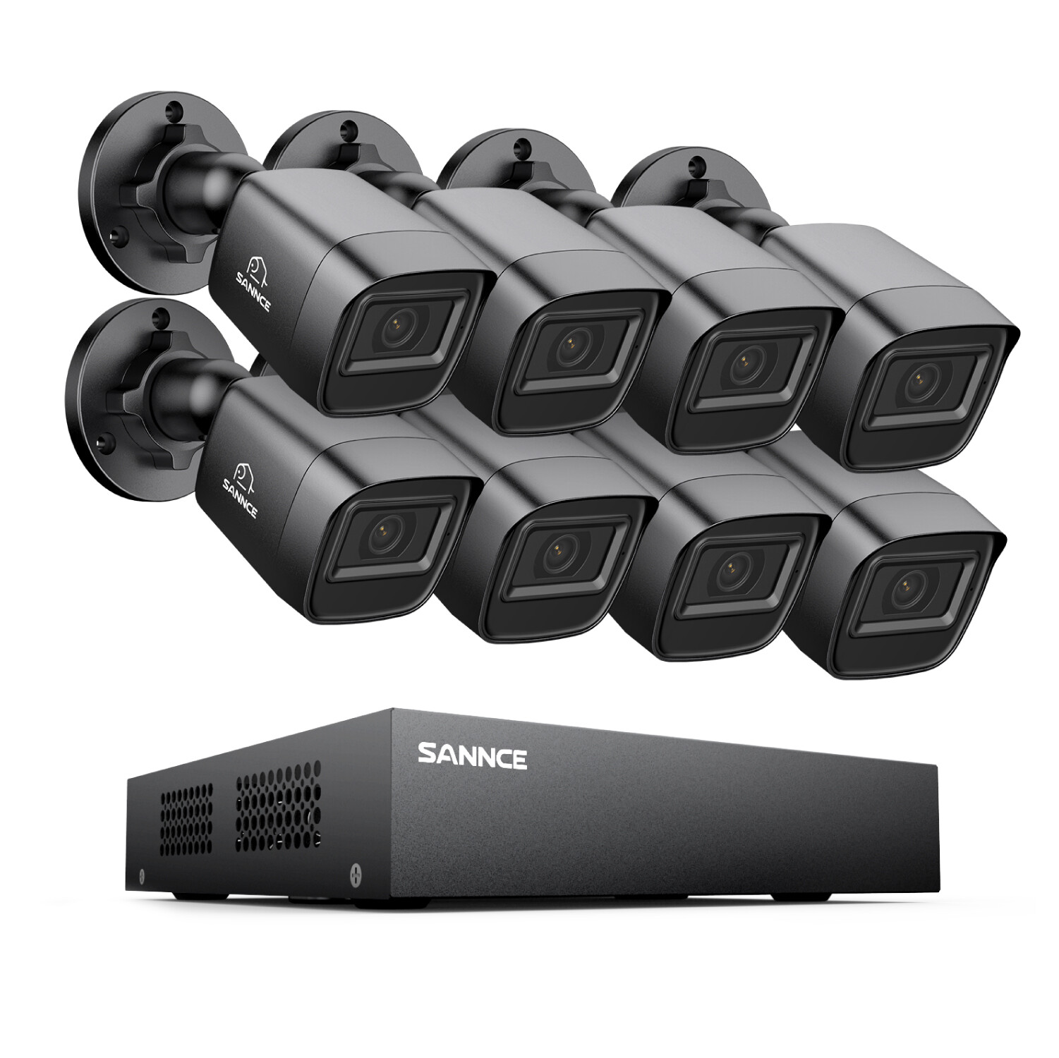 SANNCE 8CH 1080P Lite DVR 8x 2MP Wired Security Camera System Outdoor Detection
