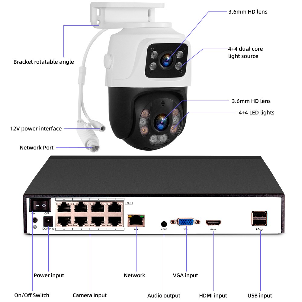 6MP 8 Channel PoE NVR Security Camera Kit Motion Alert Outdoor IP Surveillance
