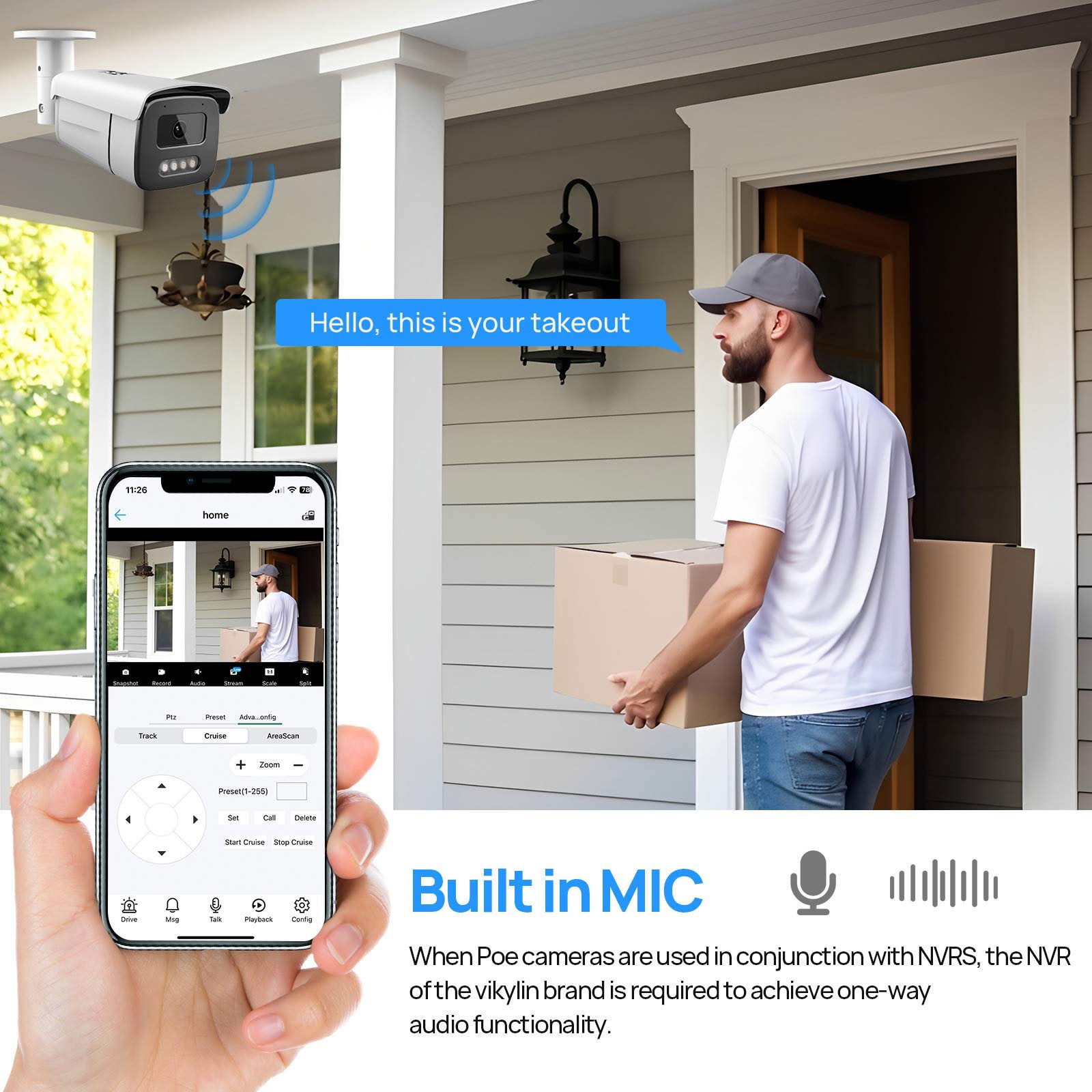 VIKYLIN 8CH 8POE NVR Systems Full Color Bullet 8MP 4K IP CAMERA MIC Outdoor Lot