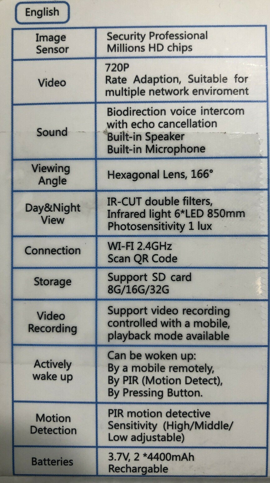 Wifi Video Wireless Doorbell Camera PIR Motion Detection Cloud Storage 720P HD