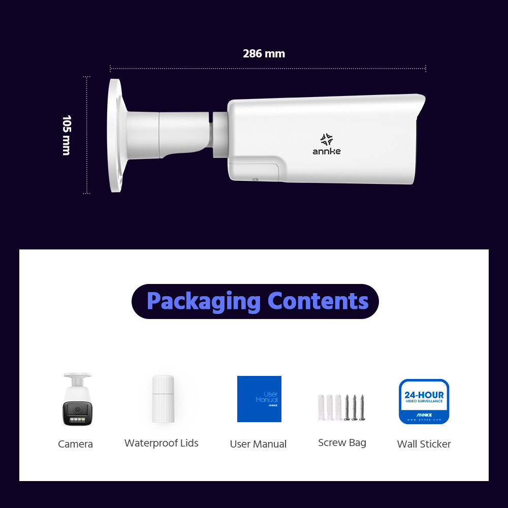 ANNKE 4K Color Night POE IP Security Camera 4X Zoom Two Way Audio AI Detection