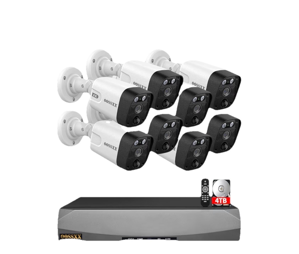 NIB OOSSXX 4K POE Security Camera System,8 CH NVR with 8 Wired 4K Bullet Camera