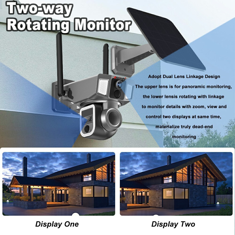 ANXINSHI 12MP Dual-lens Humanoid ZOOM Tracking Outdoor Solar Camera
