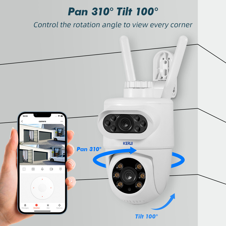 Dual lens security camera Wireless 10MP HD WiFi IP PTZ Home outdoor camera