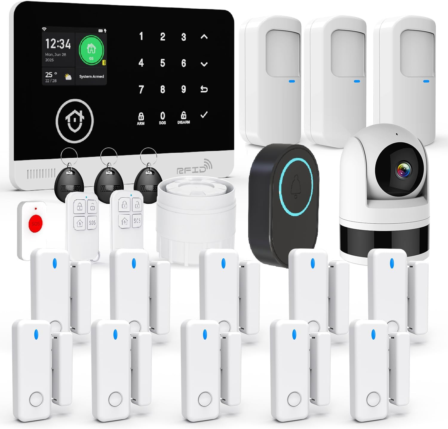 Home Alarm System with Camera, 23 Pieces Wireless Wifi/Gsm SMS Home Security Sys