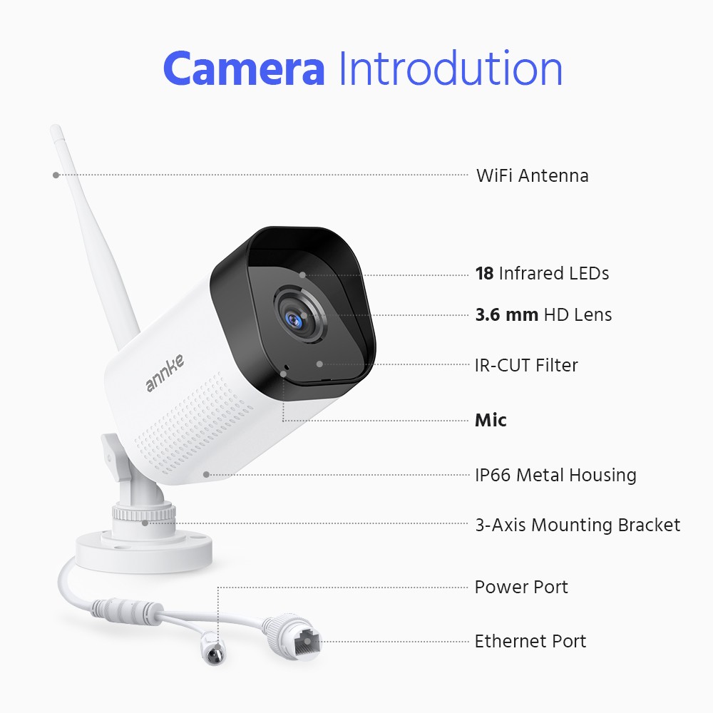 ANNKE Wireless 4K NVR 12” Monitor HD 3MP AI Security Camera System Two Way Audio
