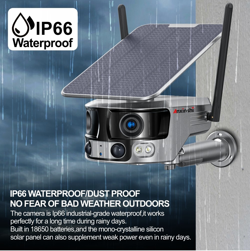 4K 8MP 180° Ultra Wide View Angle 4G Solar Security Camera Outdoor WIFI