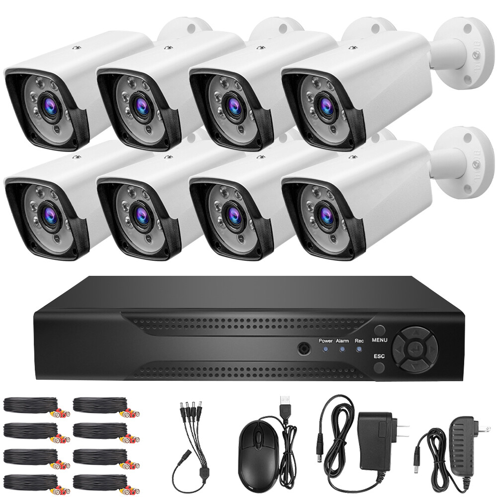 Wired Security CCTV Camera System Outdoor 4CH 8CH H.265 DVR & 4/8x Surveillance