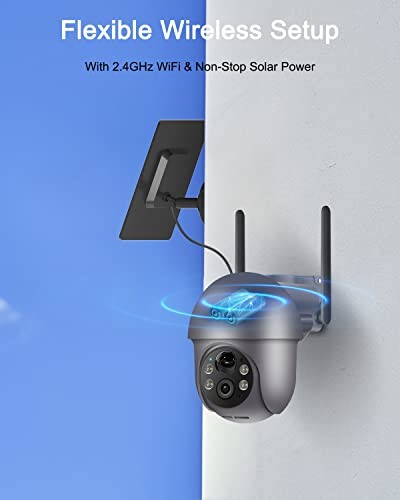 5MP Security Cameras Wireless Outdoor, Solar Camera Wireless with 5MP-Gray