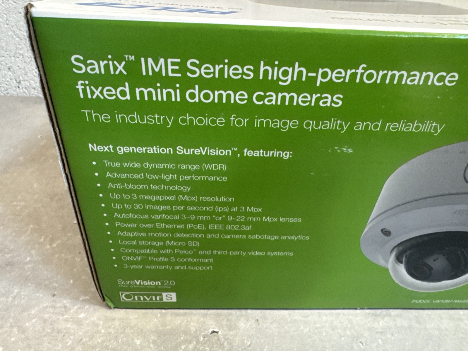 New Open Box – Pelco IME119-1ES SARIX Fixed Dome Camera | Sarix IME Series