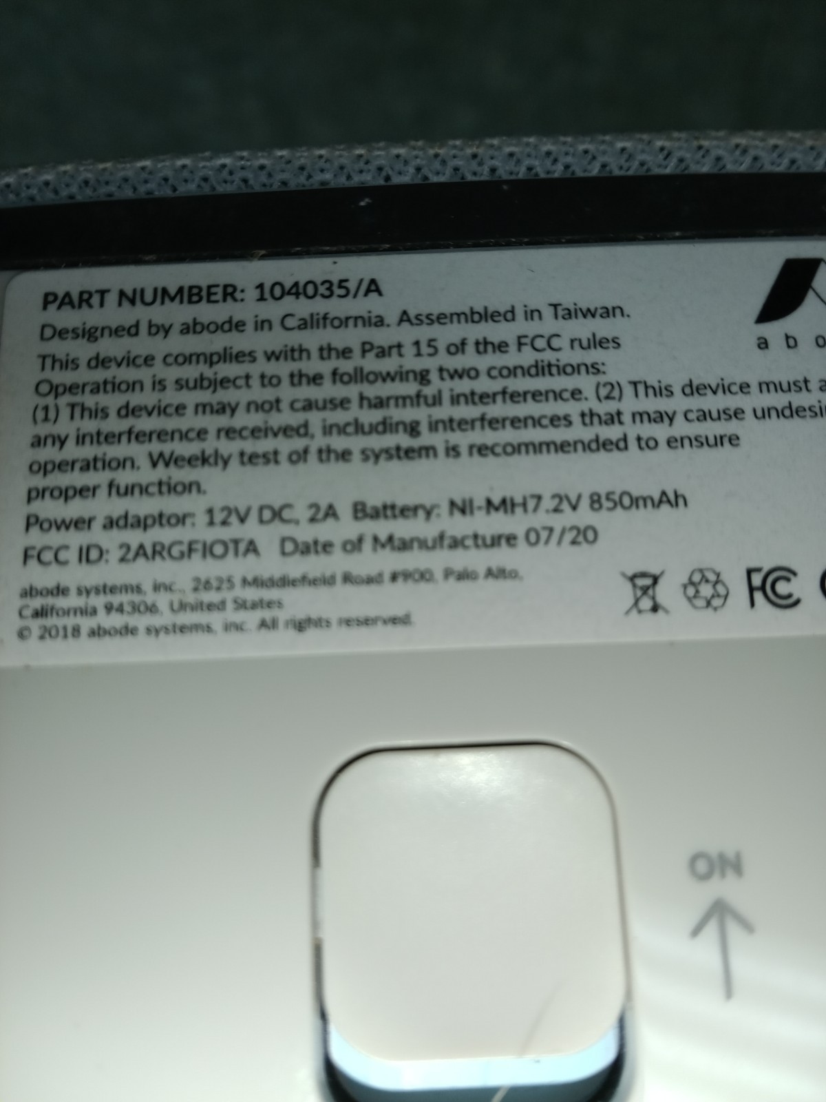 Abode Iota All-In-One Home Security (Wi-Fi) 104035/A Powers On READ AS IS
