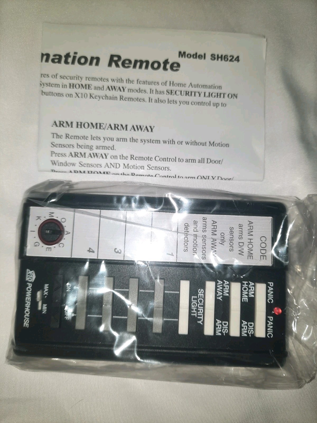 X10 Powerhouse Security System Remote Control Model SH624 ~ New
