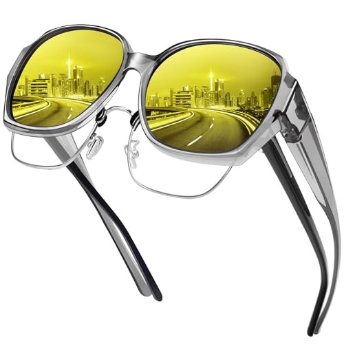 Night Vision Driving Glasses for 13 Transparent Grey Frame/Night Vision Lens