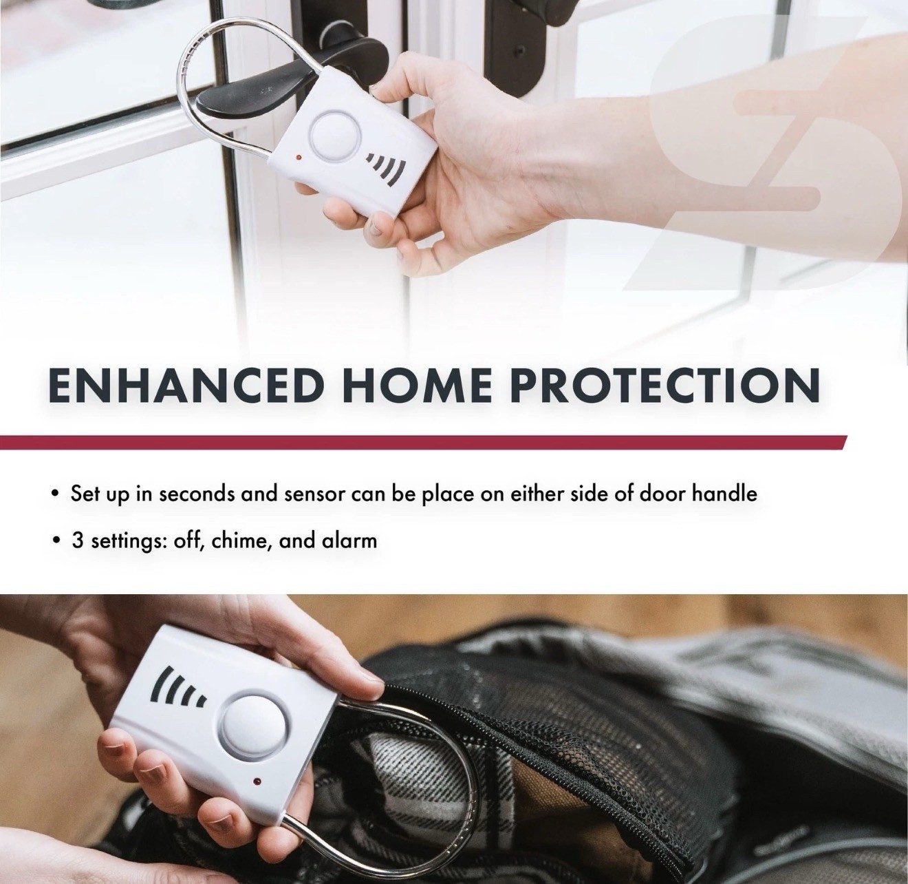 SABRE Door Handle Alarm – 110dB Door Alarm for Home Security – Audible up to …