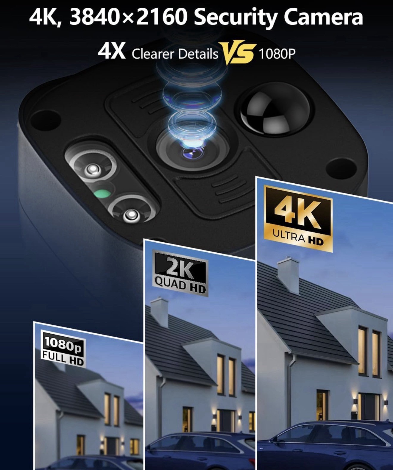 OOSSXX 4K PoE Security Camera System 8CH NVR 10.2″ Monitor 4 Cameras 1TB AI