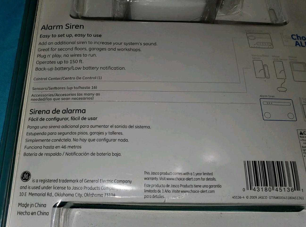 GE Wireless Alarm Siren for Security System 45136 | Choice Alert NEW FREE SHIPPN