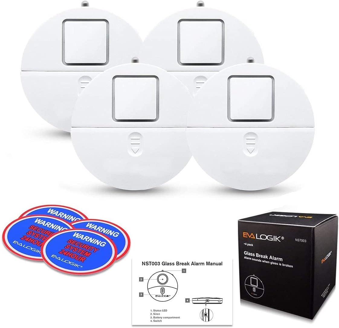 4-Pack Window Security Alarms with 120dB Vibration Sensors & LED Indicator