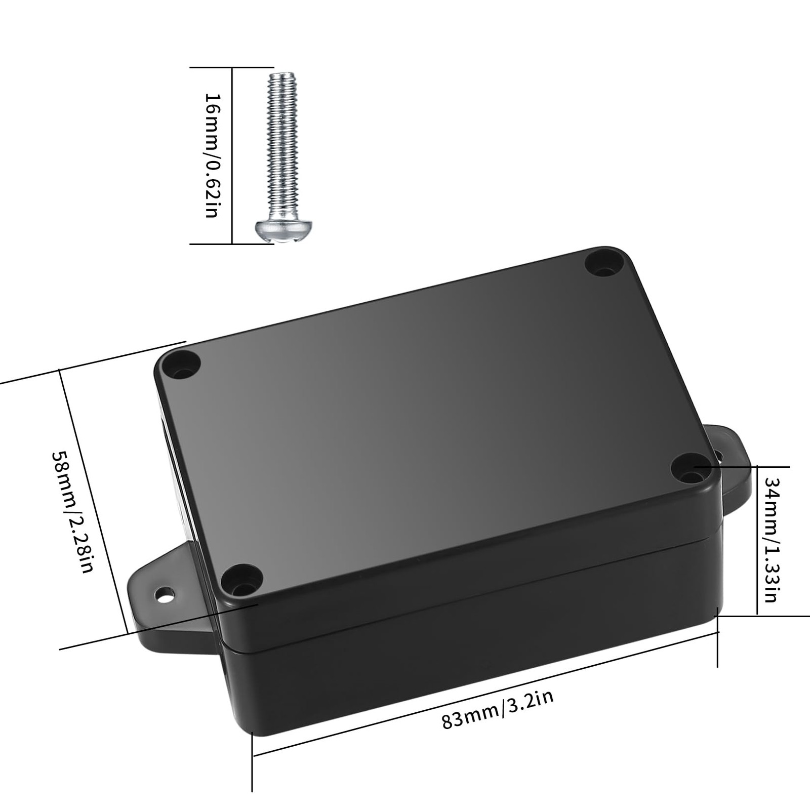Project Box, 4pcs Junction Boxes, IP65 4 Boxes with Fixed Ear, Black
