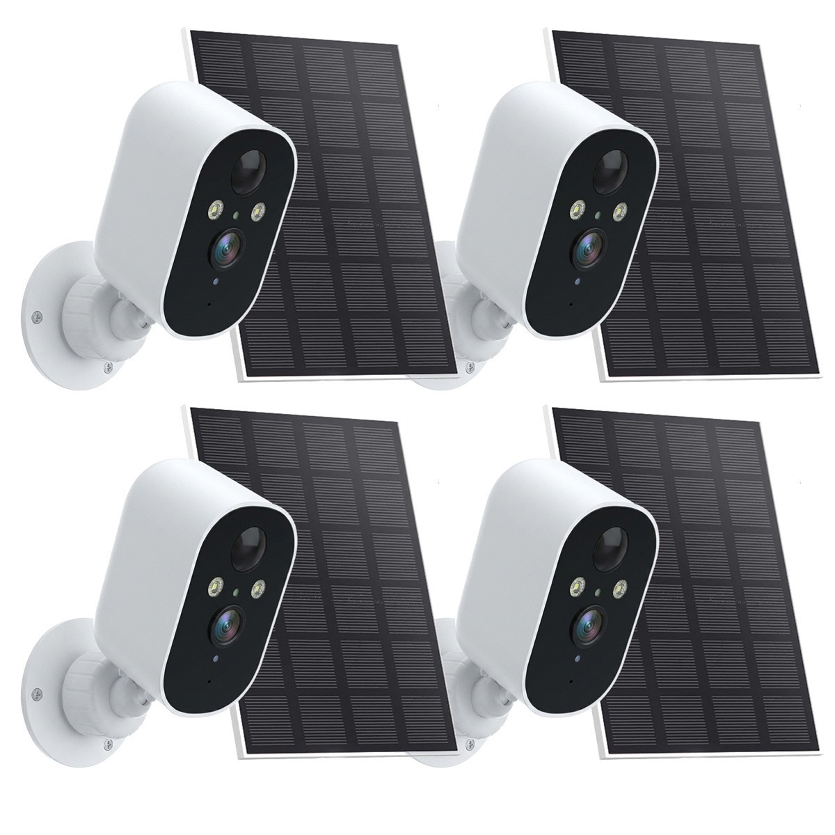 4Pcs Solar Battery Powered Wireless Security Camera System WiFi Outdoor Camera