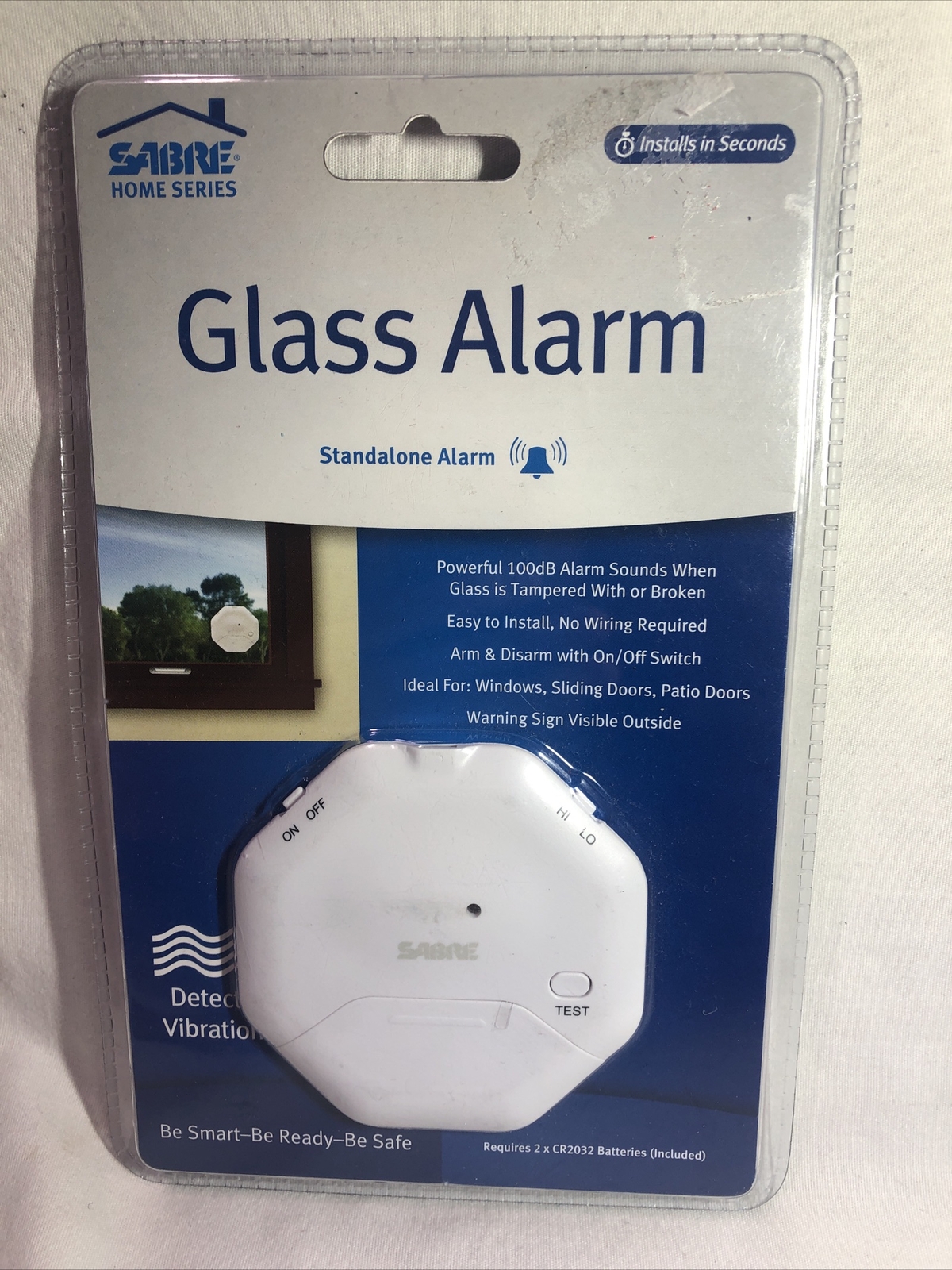 SABRE HS-GA Wireless Window Glass Break & Vibration Detector Alarm with Security