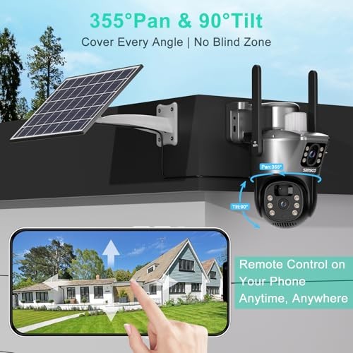 4MP Wireless Solar Security Cameras, WiFi Cameras Outdoor for Home Gray