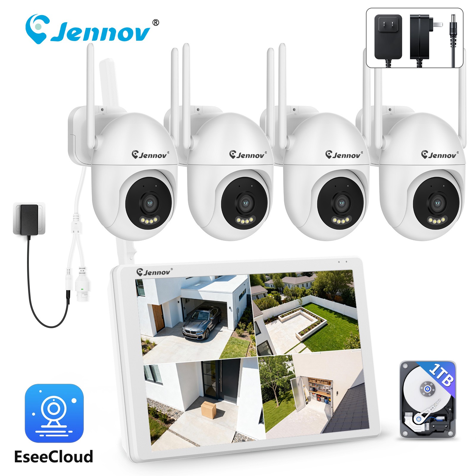 Wireless CCTV IP Security Cameras System 5MP Outdoor 10CH Monitor Kit 1TB HDD