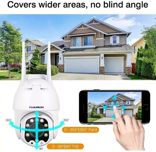 Floureon 5MP 1920P Pan Tilt Outdoor Waterproof WIFI Security Camera Remote View