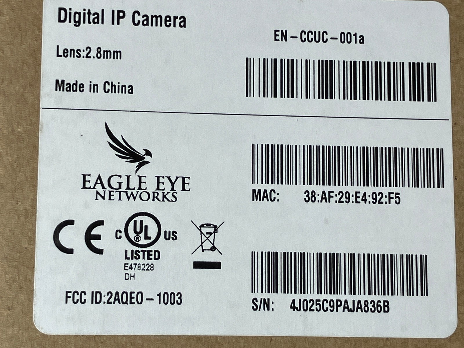 Eagle Eye EN-CCUC-001A CameraManager Cloud Camera Surveillance Wi-Fi NEW