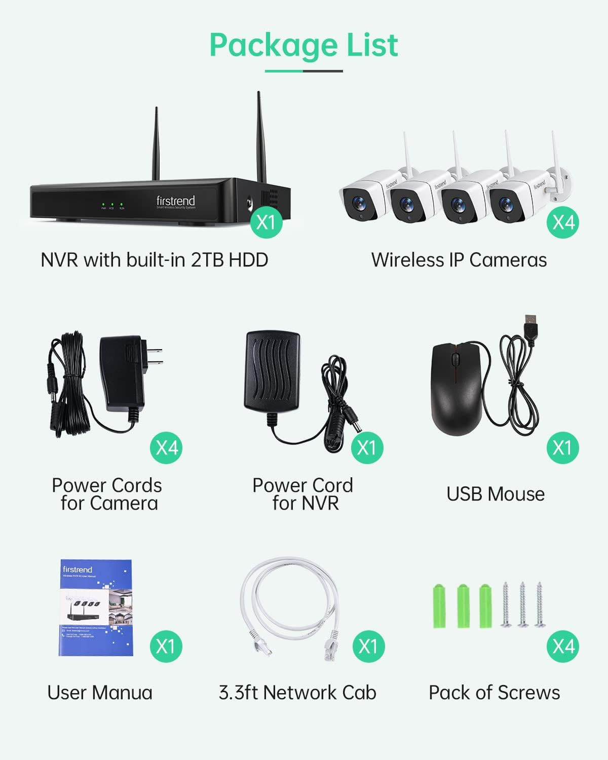 Wireless Security Camera System, 5MP Security System Wireless with 4 CCTV Camera