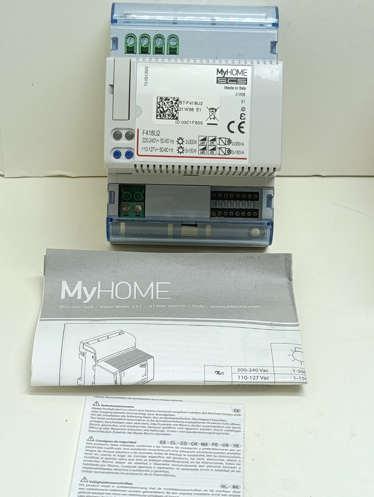 BTicino F418U2 MyHOME SCS Universal Dimmer 2-Channel DIN Rail Module – NIB