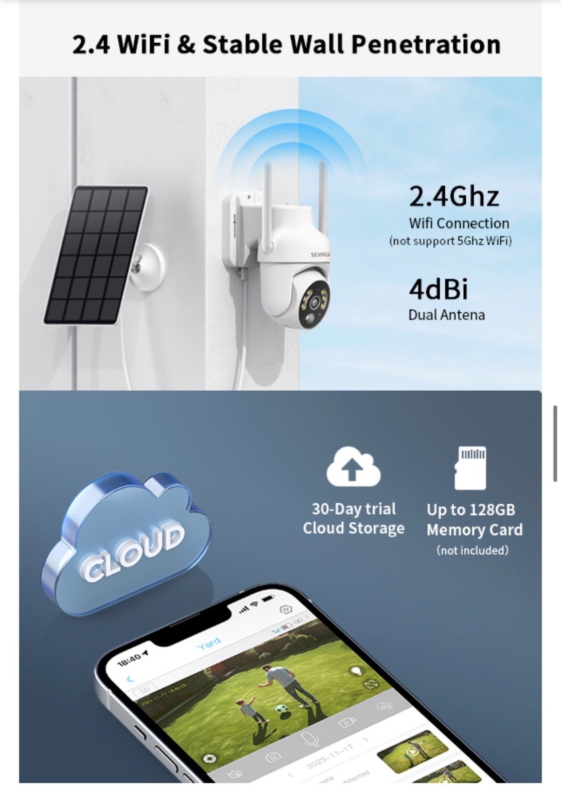 Pan Tilt Security Cameras Battery/Solar 2Pk