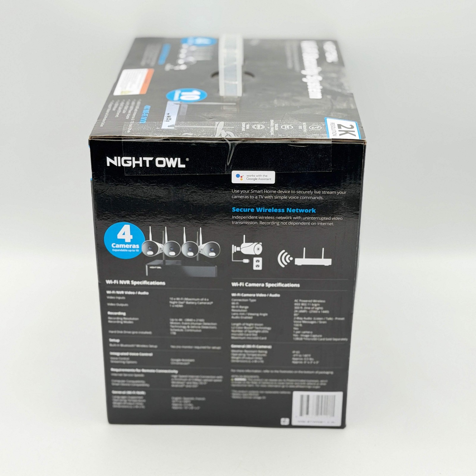 NIGHT OWL 2K Wi-Fi Security System 4 Cameras 1TB NVR White Bluetooth – New Seale