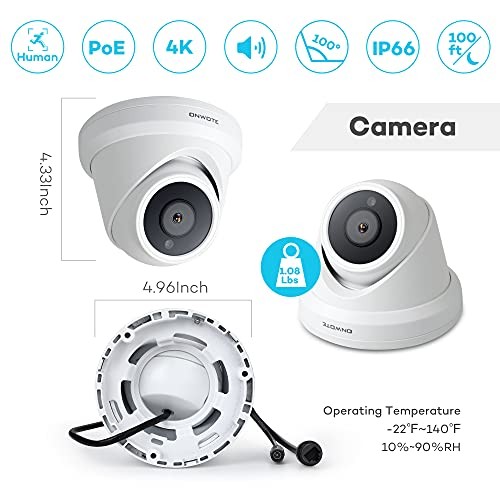 16 Channel 4K PoE Security Camera System 4TB HDD, Smart-AI-Human-Detection,