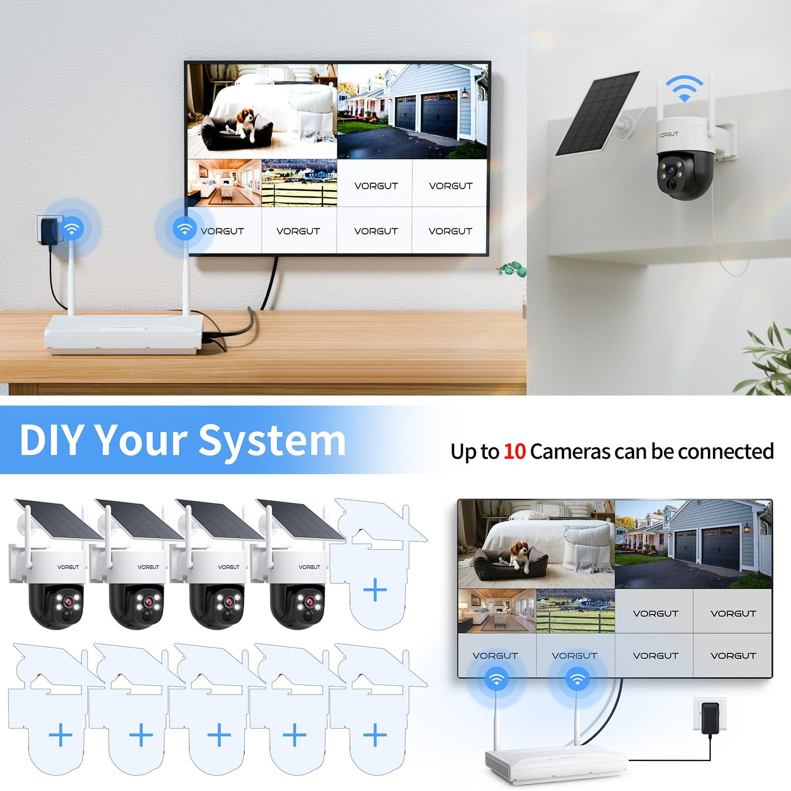 Solar Security Camera System Wireless Outdoor, 4pcs 2K Solar Powered Home Sec…